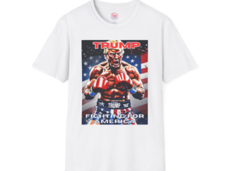Patriotic Unisex Softstyle T-Shirt - "Trump: Fighting for America"