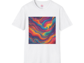 Vibrant Abstract Waves – Black Graphic Tee