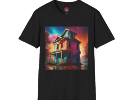 Eerie Haunted House – Black Graphic Tee
