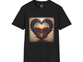 Heart-Shaped Sunset – Black Graphic Tee