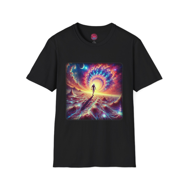 Cosmic Journey Unisex Softstyle T-Shirt - Vibrant Space Design