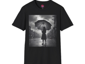 Moody Umbrella Silhouette – Black Graphic Tee