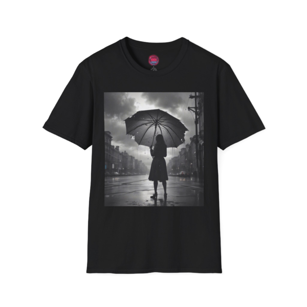 Moody Umbrella Silhouette Unisex Softstyle T-Shirt - Perfect for Rainy Days