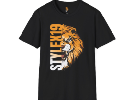 Stylex19 Logo Bold Lion – Black Graphic Tee