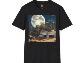 Retro Moonlight Scene Casual Vintage Aesthetic Tee – Black Graphic Tee