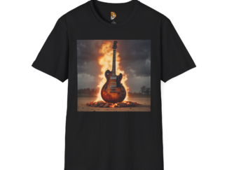 Fire Guitar Unisex Softstyle T-Shirt - Perfect for Musicians & Music Lovers