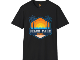 Beach Park Sea and Sunset T-Shirt – Black Graphic Tee