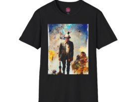 Cosmic Wanderer Unique Art Tee for Sci-Fi Fans – Black Graphic Tee