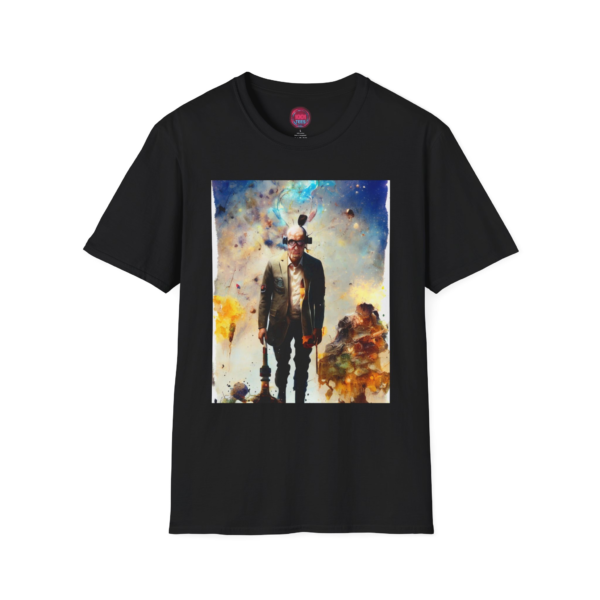 Cosmic Wanderer Unisex Softstyle T-Shirt | Unique Art Tee for Sci-Fi Fans