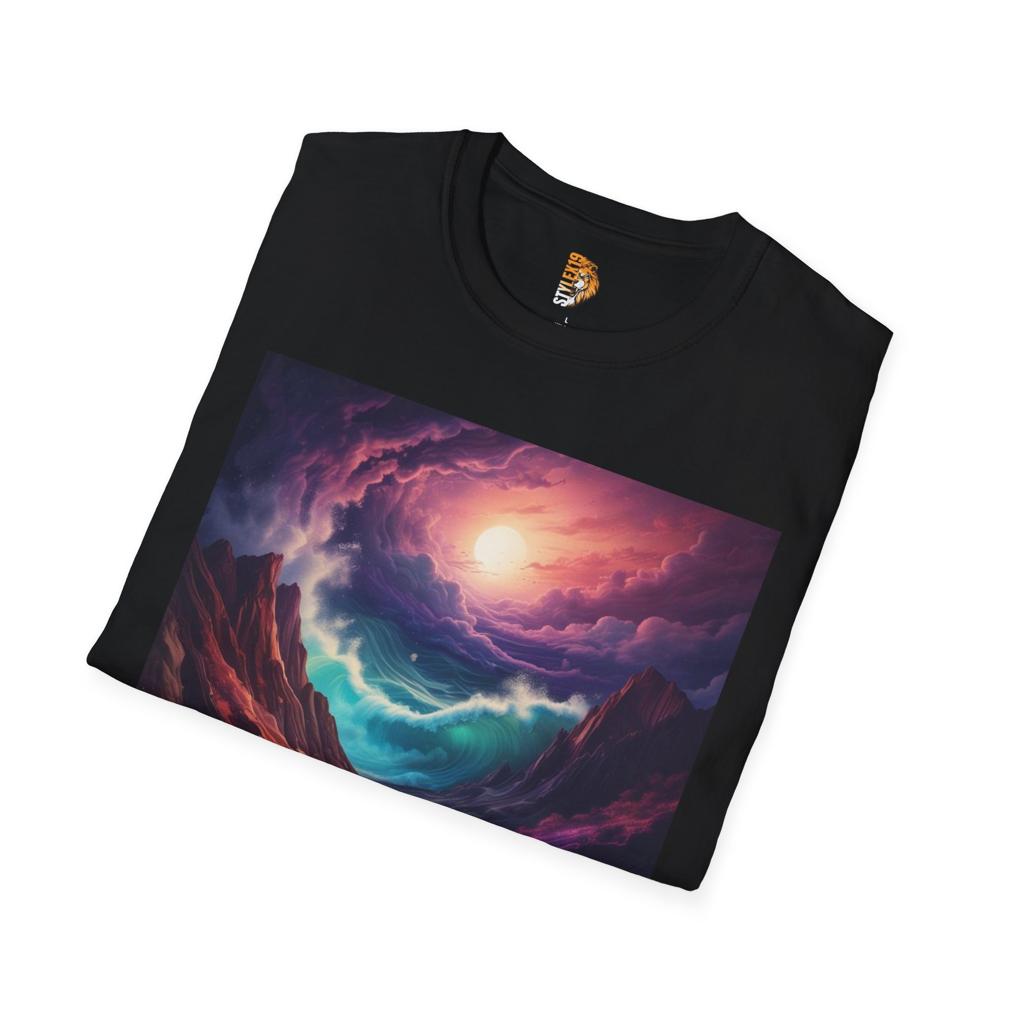 Ocean Waves Unisex Softstyle T-Shirt - Artistic Seascape Design - Image 4