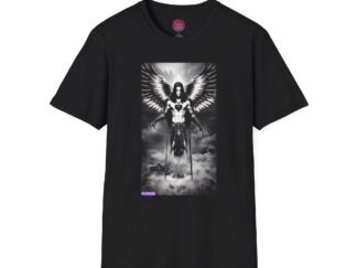 Celestial Guardian Unisex Softstyle T-Shirt - Bold Winged Angel Design
