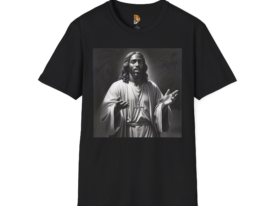 Stylish Black with Jesus Artwork - Faith-Inspired Casual Wear – Black Graphic Tee