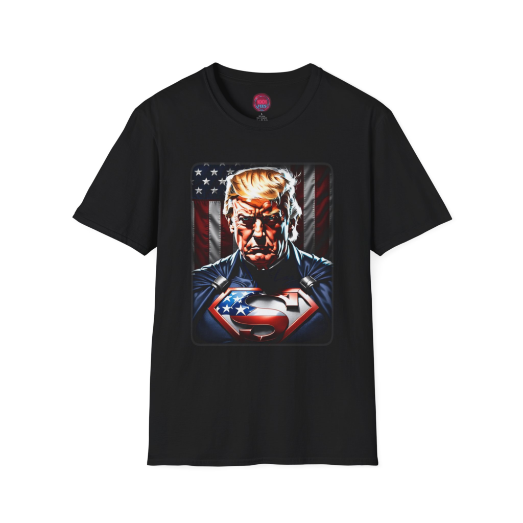 Superhero Patriot American Flag Design – Black Graphic Tee