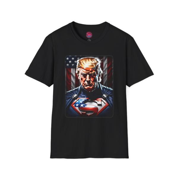 Superhero Patriot Unisex Softstyle T-Shirt - American Flag Design