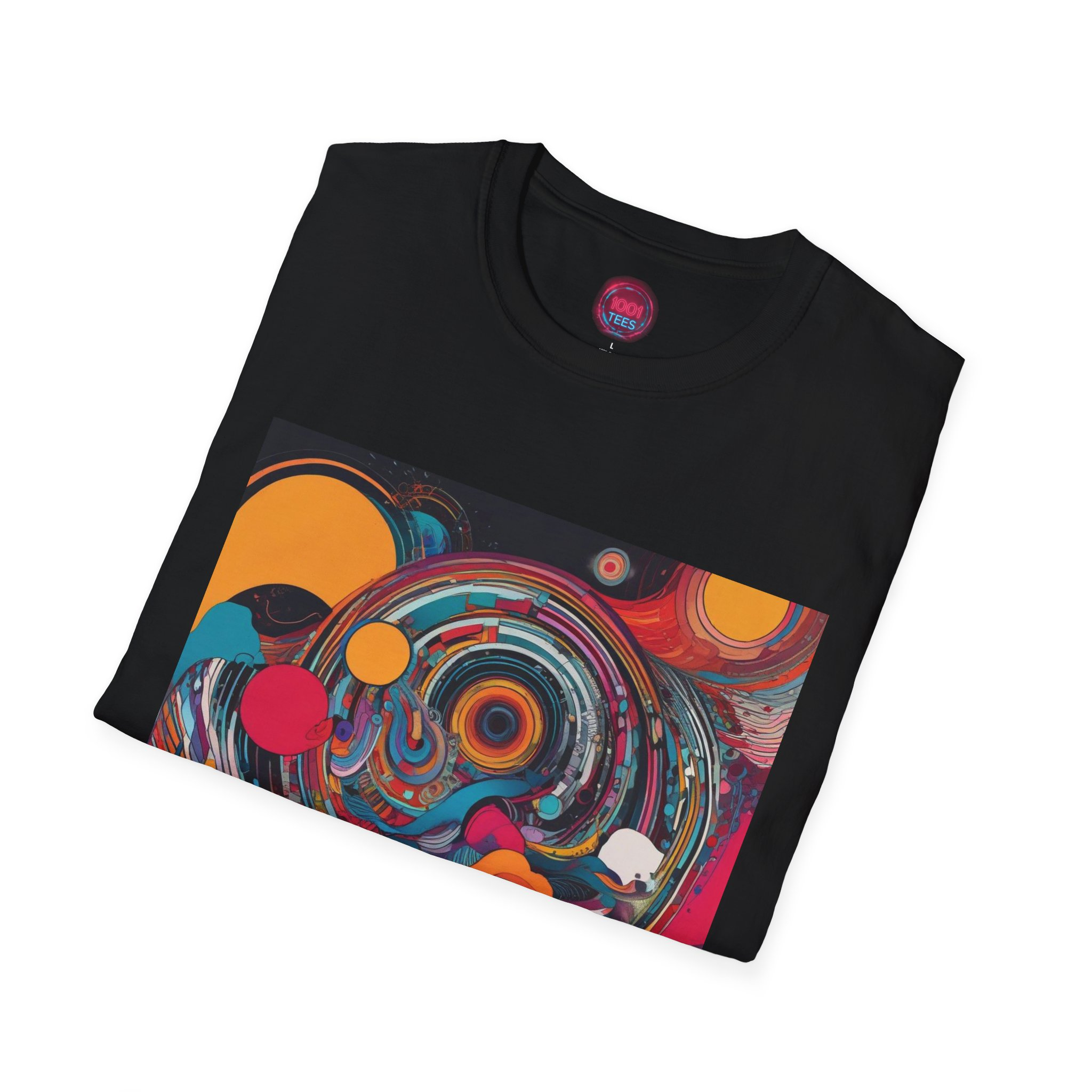 Artistic Unisex Softstyle T-Shirt - Colorful Abstract Design - Image 4