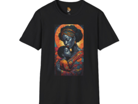 Motherhood Love Vibrant African-American Art Tee – Black Graphic Tee