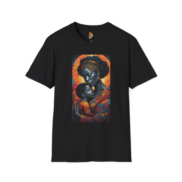 Motherhood Love Unisex Softstyle T-Shirt - Vibrant African-American Art Tee