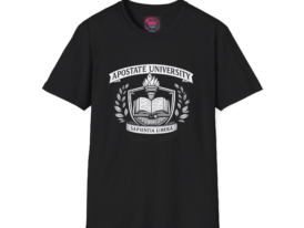 Apostate University Crest T-Shirt — "Sapientia Libera" Academic Logo Tee – Black Graphic Tee