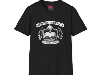 Apostate University Crest T-Shirt — "Sapientia Libera" Academic Logo Tee