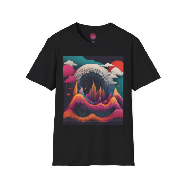 Vibrant Mountain Scene Unisex Softstyle T-Shirt - Trendy Art Tee for Nature Lovers