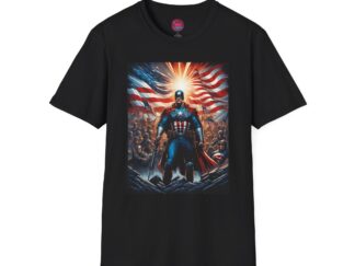Heroic Patriot Unisex Softstyle T-Shirt - Bold American Flag Design