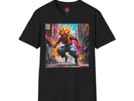 Anime Action Vibrant Graphic Design – Black Graphic Tee