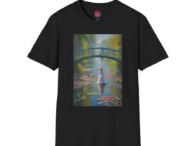 Monet-Inspired Serenity in Nature – Black Graphic Tee