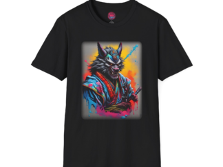 Vibrant Wolf Samurai Unisex T-Shirt – Bold Graphic Tee for Animal Lovers