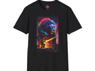 Epic Lion Warrior Unisex Softstyle T-Shirt - Bold Graphic Tee for Adventure Lovers
