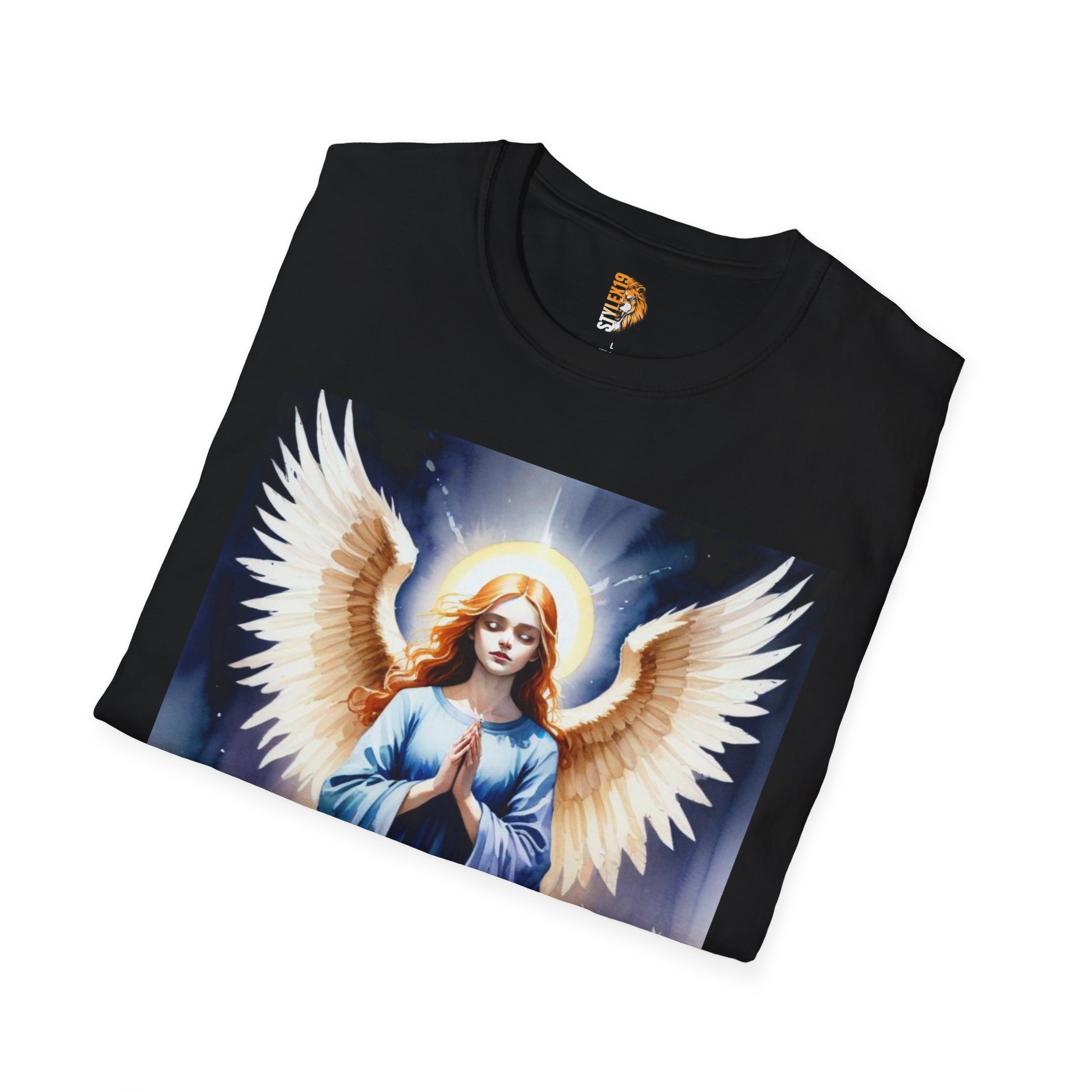 Celestial Guardian Unisex Softstyle T-Shirt - Angelic Design for Spiritual Connection - Image 4