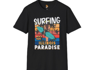 Surfing Paradise Unisex Softstyle T-Shirt - Beach Park Illinois Graphic Tee