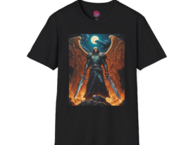 Mythical Warrior Bold Angel Design – Black Graphic Tee