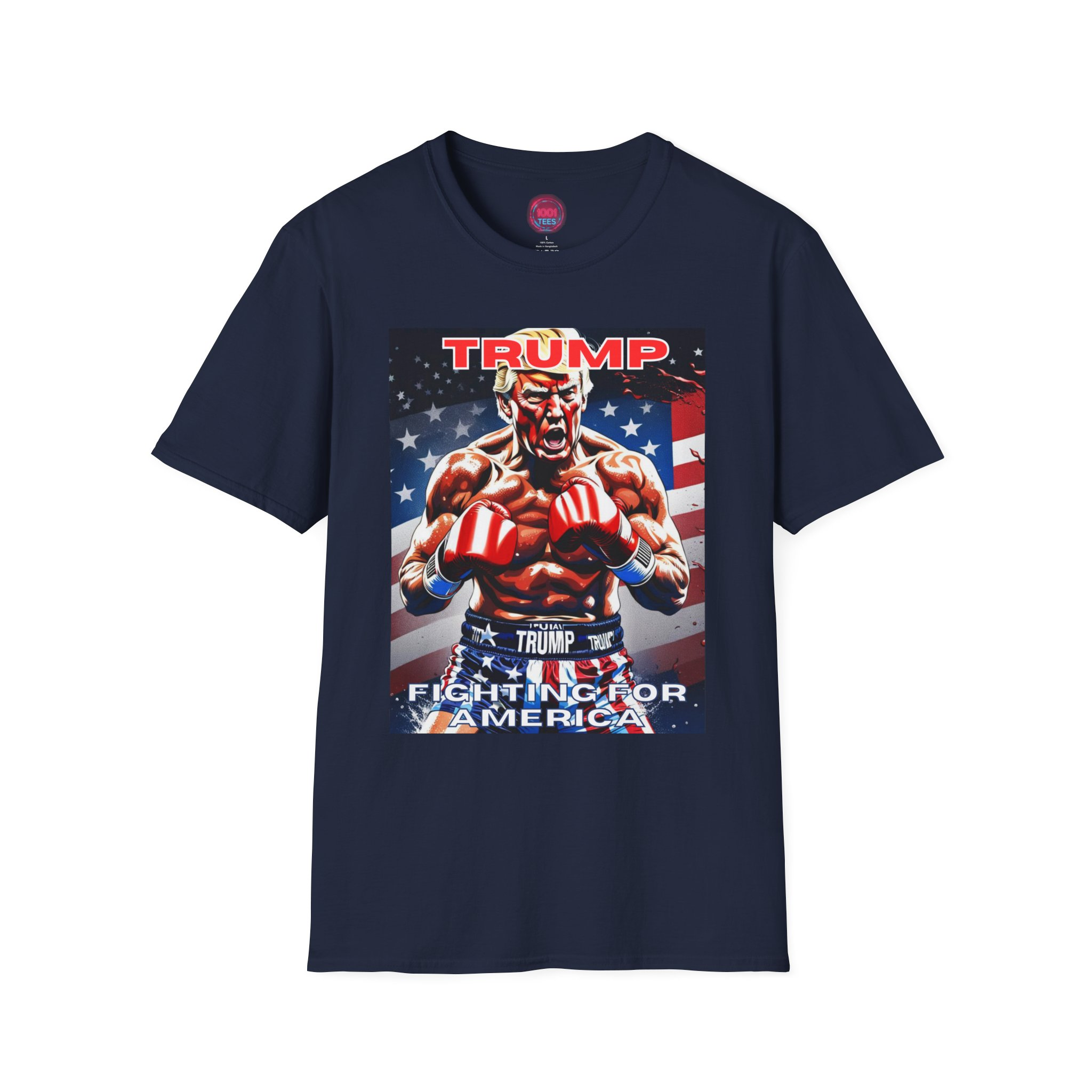 Patriotic Unisex Softstyle T-Shirt - "Trump: Fighting for America" - Image 9