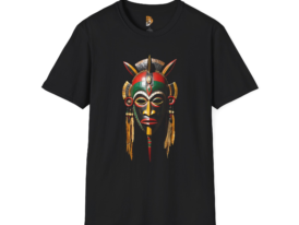 Vibrant Tribal Mask Bold for Culture Lovers – Black Graphic Tee