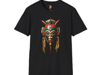 Vibrant Tribal Mask Unisex Softstyle T-Shirt | Bold Graphic Tee for Culture Lovers
