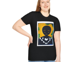 Graphic T-Shirt — Heart Collar Abstract Portrait Tee – Black Graphic Tee