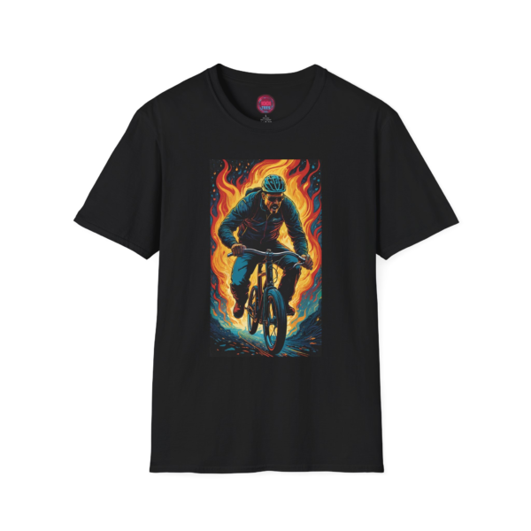 Fire Rider Unisex Softstyle T-Shirt - Perfect for Cycling Enthusiasts