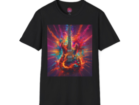 Vibrant Guitar Art Music Lover's Gift – Black Graphic Tee