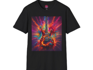 Vibrant Guitar Art Unisex Softstyle T-Shirt | Music Lover's Gift