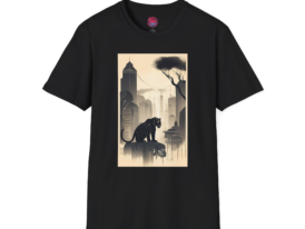 Urban Jungle Black T-Shirt with Panther Design – Black Graphic Tee