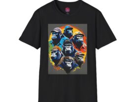 Vibrant Monkey Art Fun and Funky for Animal Lovers – Black Graphic Tee