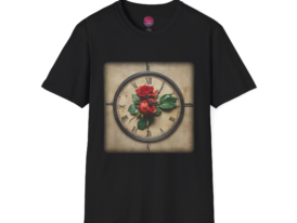 Vintage Clock Rose – Black Graphic Tee
