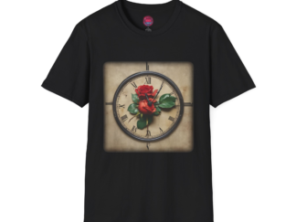 Vintage Clock Rose Unisex Softstyle T-Shirt