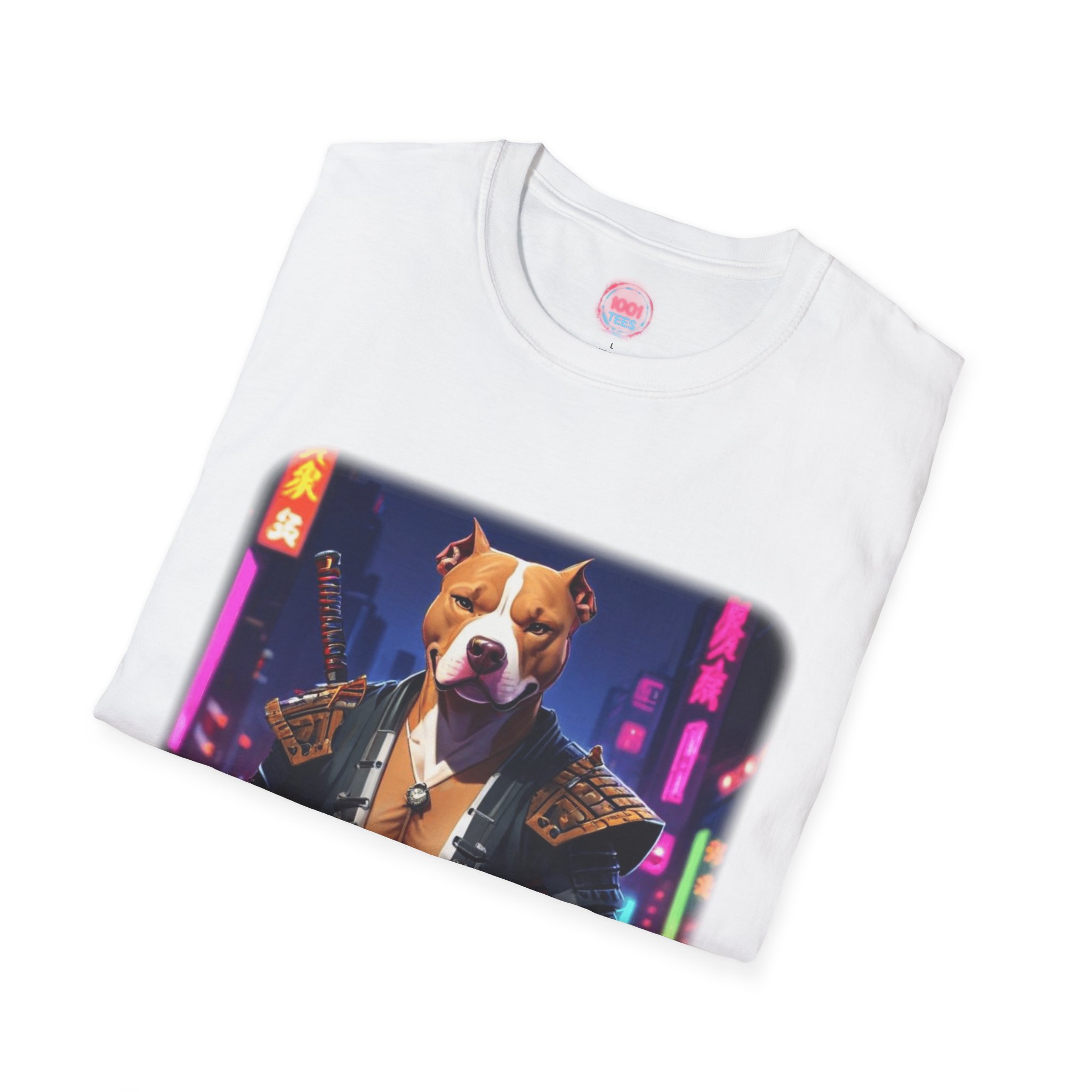 Samurai Dog Graphic T-Shirt - Unisex Softstyle Tee - Image 4