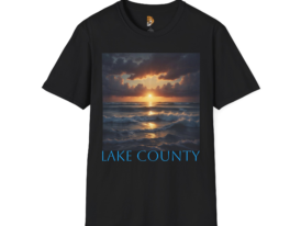 Lake County Sunset Beach Vibes Apparel – Black Graphic Tee