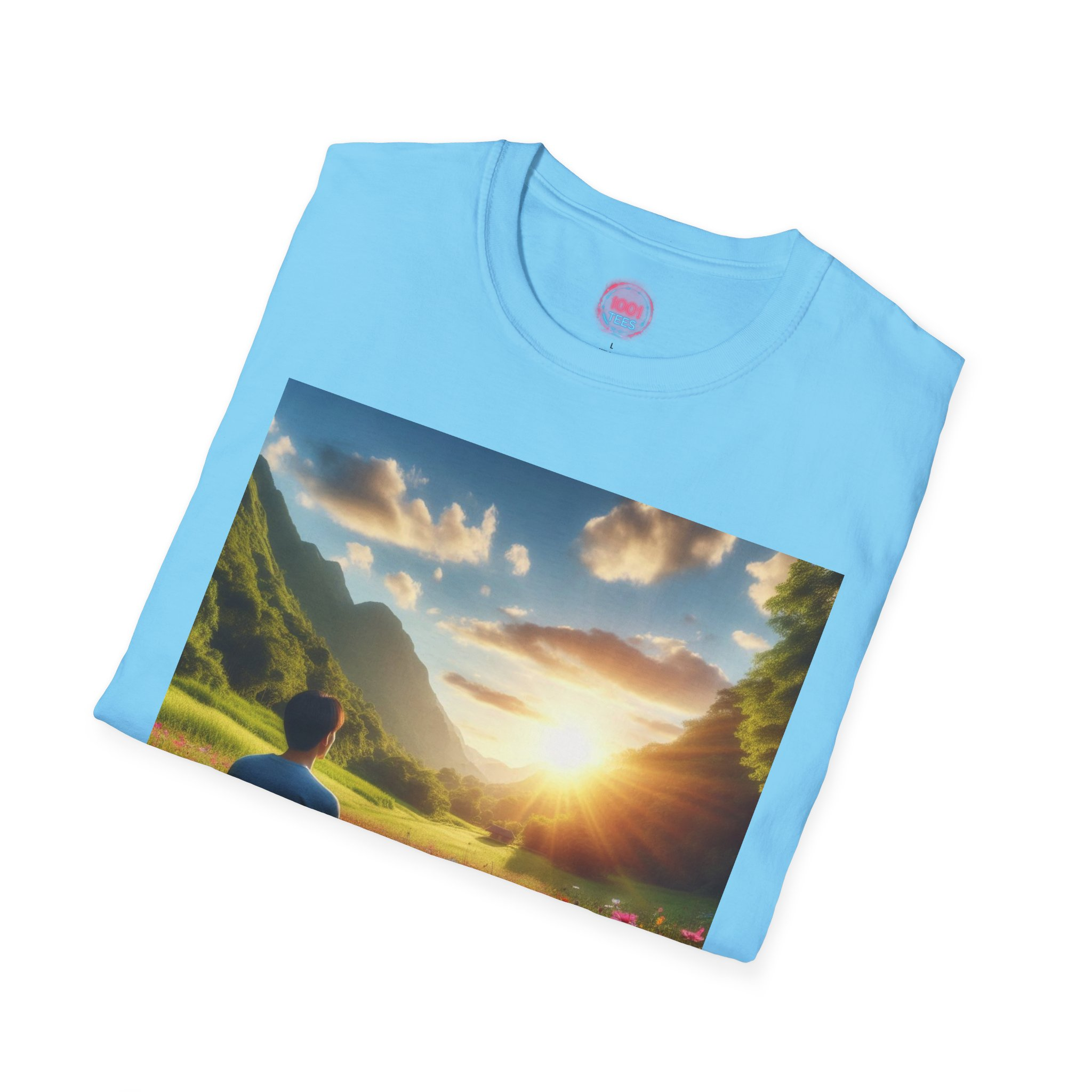 Serene Nature Unisex Softstyle T-Shirt - Relaxing Sunset Meditation Design - Image 16