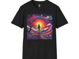 Cosmic Journey Vibrant Design for Dreamers and Explorers – Black Graphic Tee