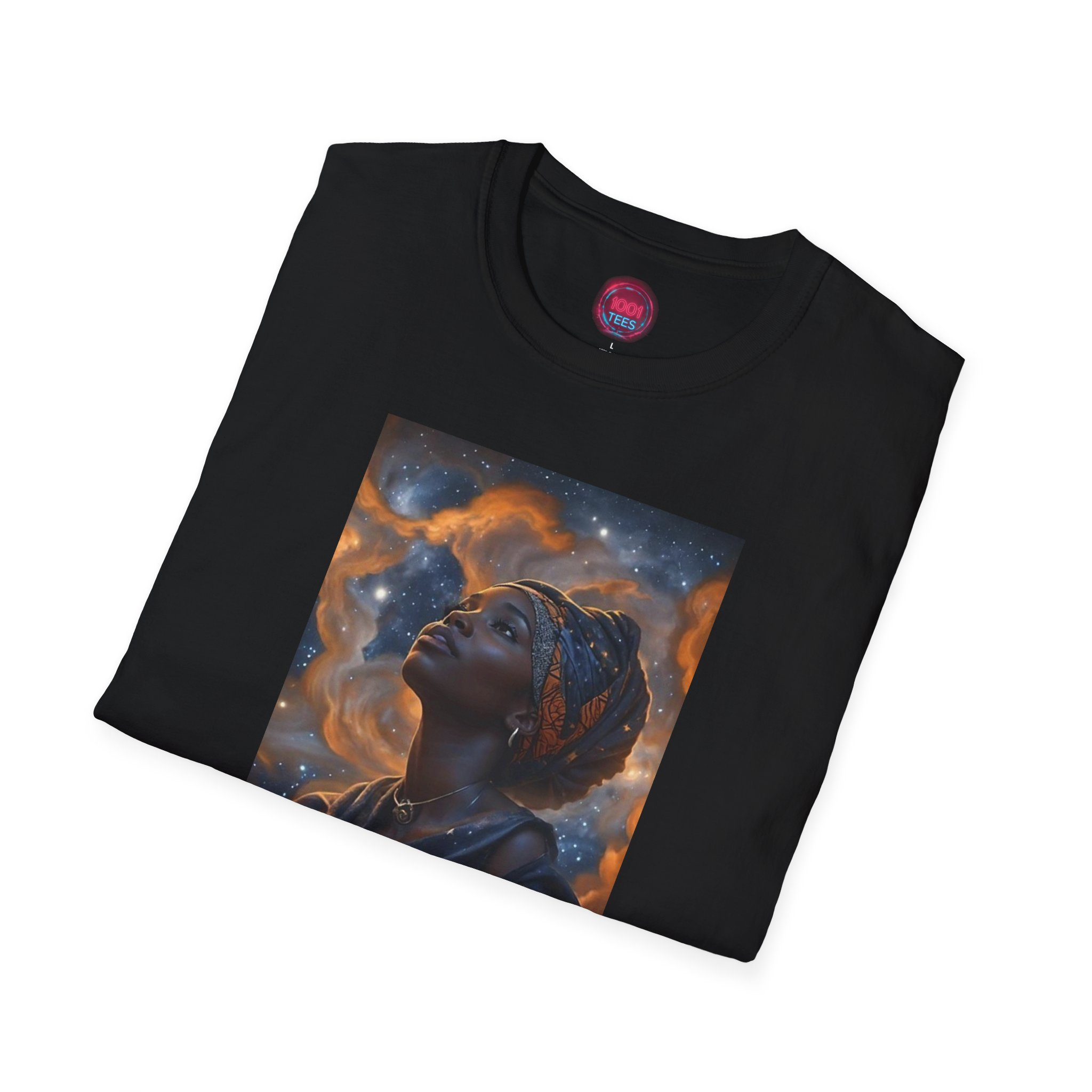 Cosmic Dreamer Unisex Softstyle T-Shirt with Starry Night Design - Image 4