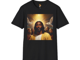 with Inspirational Religious Art – Black Graphic Tee