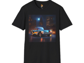 Retro Car Night Vibes – Black Graphic Tee